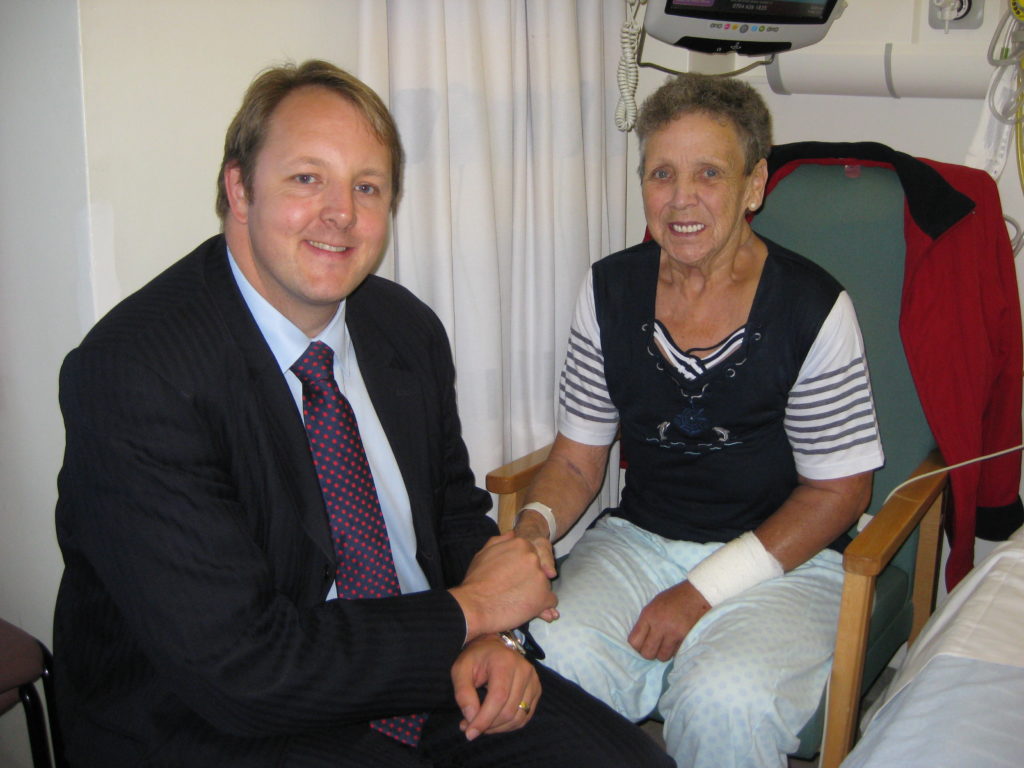 Toby Perkins MP with Transitional Ward patient Joyce Ingle