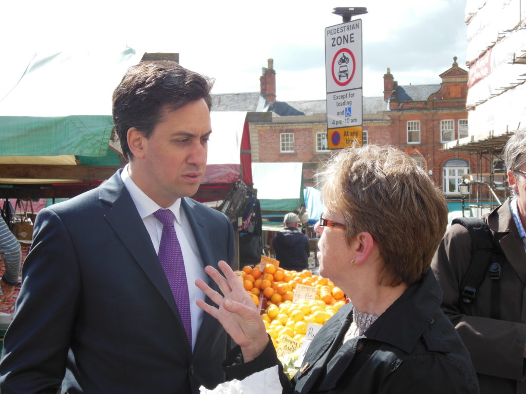 Ed Miliband in Chesterfield Market