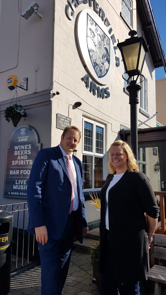 Toby with landlady, Emma Clarke