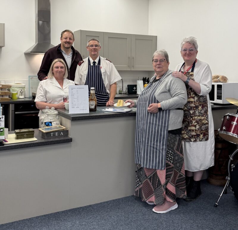 Toby with volunteers at the Salvation Army Coffee Morning